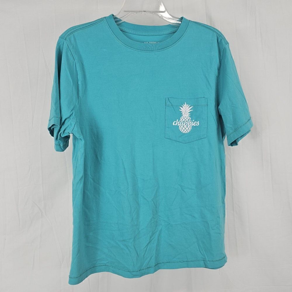 CHUBBIES The Weekend Has Arrived Men Medium Green Preppy Graphic T-Shirt EUC